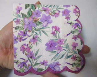 2-Purple Flowers Cocktail Decoupage Napkins-Spring Decoupage Napkins-Easter Decoupage Napkins-Floral Easter Napkins-Floral Spring Napkins
