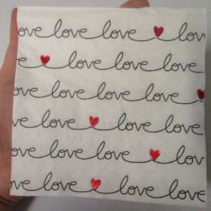 2=Cursive Love Cocktail Decoupage Napkins-Valentine&#39;s Day Decoupage Napkins