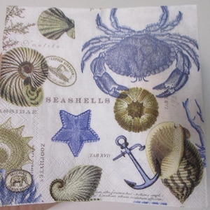 2-Seashore Cocktail Decoupage Napkins-Beach Decoupage Napkins-Coastal Decoupage Napkins-Summer Decoupage Napkins-Shell Decoupage Napkins