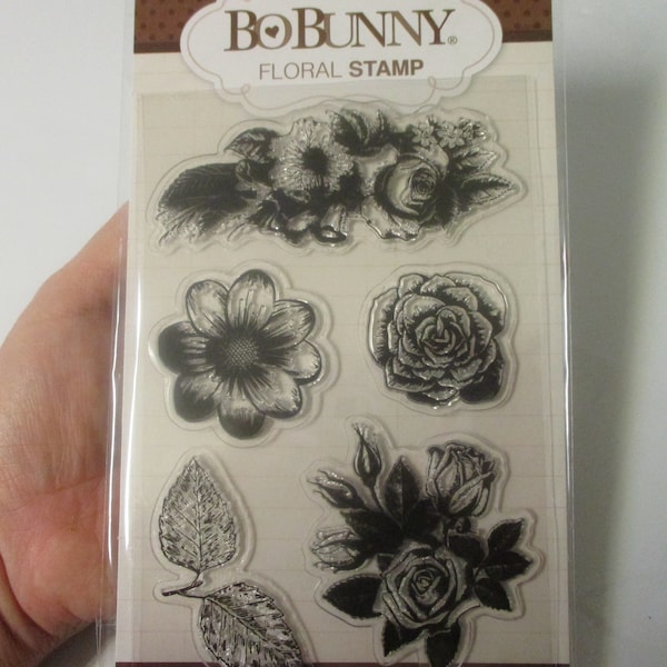 Bo Bunny Floral Cling Stamp Set-Flower Stamps-Floral Halloween Stamps