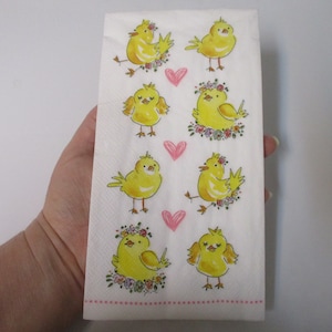 2-Easter Chicks Guest Towel Decoupage Napkins-Spring Decoupage Napkins