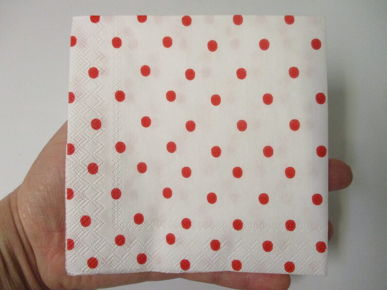 2red Polka Dot Cocktail Decoupage Napkinsvalentine's Day Etsy