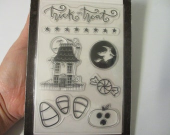 Pebbles Midnight Haunting Halloween Cling Stamp Set-Halloween Stamps