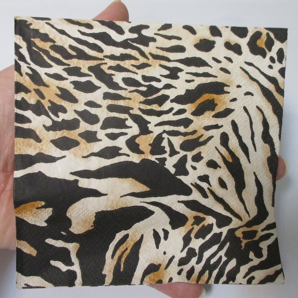 2-Jungle Print Cocktail Decoupage Napkins-Animal Print Decoupage Napkins-Zebra Decoupage Napkins-Leopard Decoupage Napkins