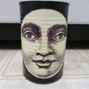 Man In The Moon Upcycled Decoupage Tin Can-Halloween Decoupage Can-Moon Face Decoupage Can-Halloween Decor-Handmade Decoupage Can