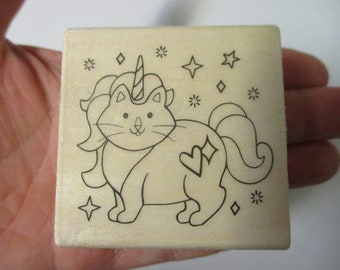 Unicorn Kitten Rubber Stamp-Kitten Unicorn Stamp