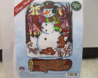 Design Works Woodland Welcome Snowman Plastic Canvas Kit-Christmas Plastic Canvas Kit