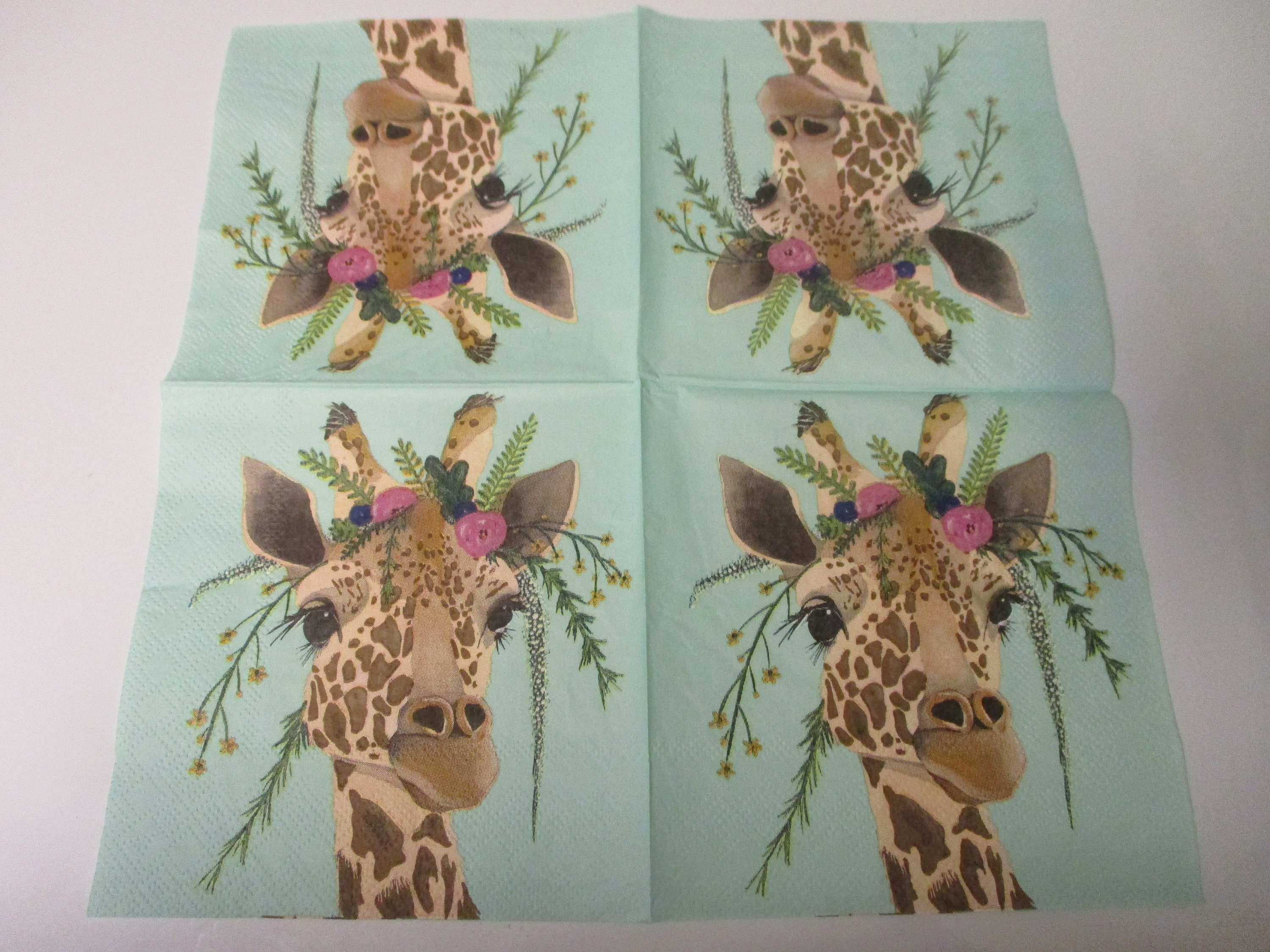 2Giraffe Cocktail Decoupage NapkinsFloral Giraffe Decoupage Etsy
