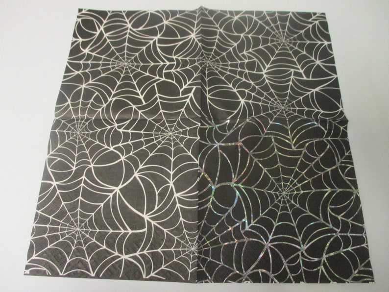 2-Holographic Spiderweb Cocktail Decoupage Napkins-Halloween Decoupage Napkins image 2