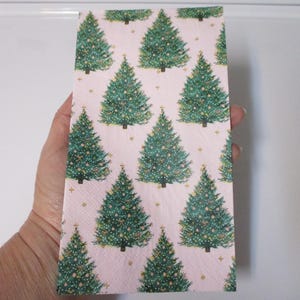 2-Pink Christmas Tree Guest Towel Decoupage Napkins-Christmas Decoupage Napkins-Christmas Collage Napkins