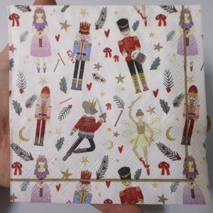 2-Nutcracker Cocktail Decoupage Napkins-Christmas Decoupage Napkins-Nutcracker Ballet Napkins