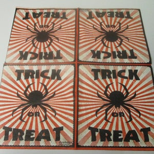 2-Trick Or Treat Spider Retro Cocktail Decoupage Napkins-Halloween Decoupage Napkins image 2
