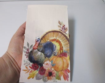 2-Turkey Guest Towel Decoupage Napkins-Thanksgiving Decoupage Napkins
