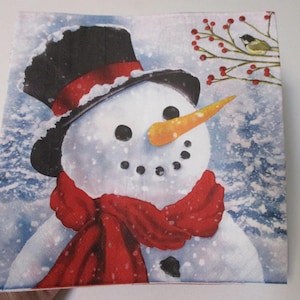 2-Snowman Luncheon Decoupage Napkins-Christmas Decoupage Napkins-Christmas Collage Napkins-Christmas Scene Napkins-Snowman Scene Napkins