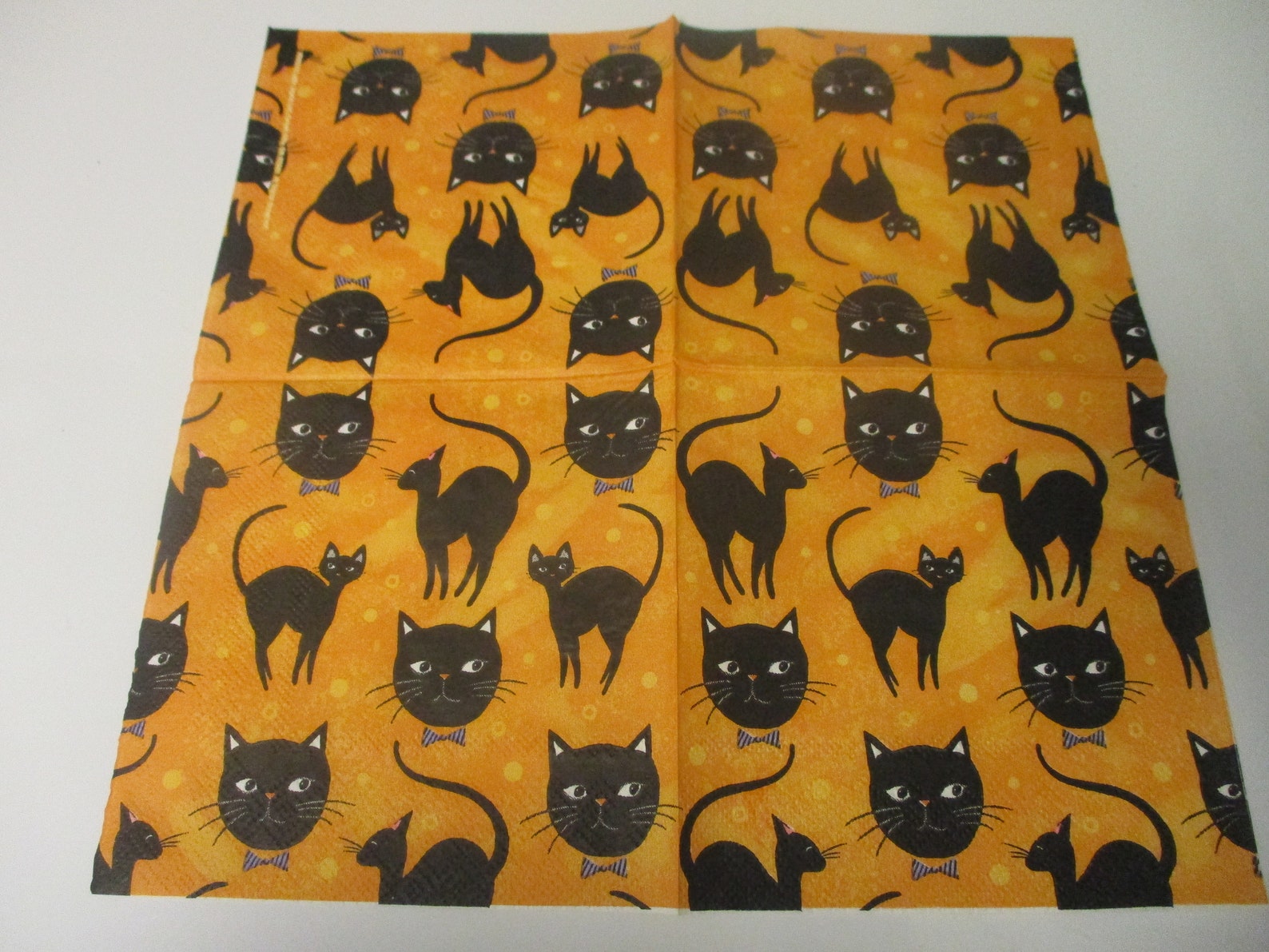 2black Cat Cocktail Decoupage Napkinshalloween Decoupage Etsy