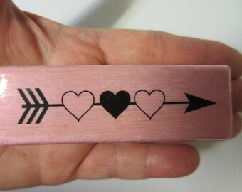 Arrow and Hearts Rubber Stamp-Valentine's Day Stamp-Valentine Stamps