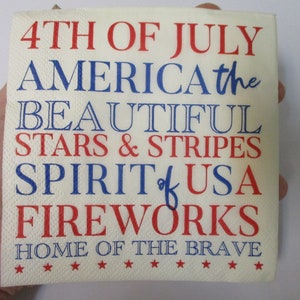 2-July 4th Words Cocktail Decoupage Napkins-4th Of July Decoupage Napkins-Summer Decoupage Napkins