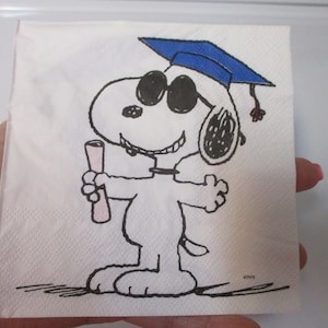 2-Snoopy Graduation Cocktail decoupage Napkins-Peanuts Decoupage Napkins