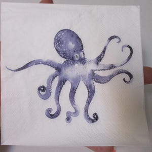 2-Blue Octopus Cocktail Decoupage Napkins-Beach Decoupage Napkins-Summer Decoupage Napkins-Coastal Decoupage Napkins
