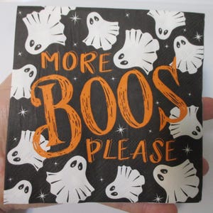 2-More Boos Please Cocktail Decoupage Napkins-Halloween Decoupage Napkins-Ghost Decoupage Napkins-Fall Decoupage Napkins