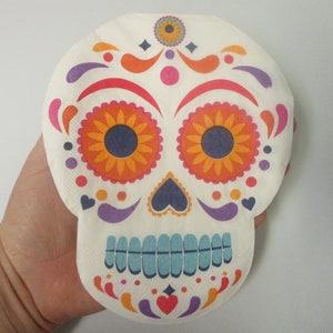 2-Large Sugar Skull Luncheon Decoupage Napkins-Halloween Decoupage Napkins-Day Of The Dead Napkins-Dia De Los Muertos Napkins