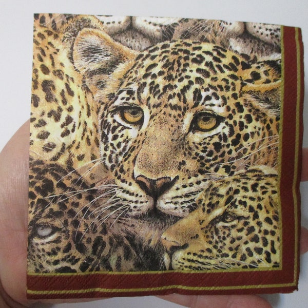 2-Leopard Cocktail Decoupage Napkins-Cat Decoupage Napkins-Animal Print Decoupage Napkins