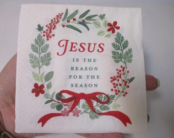 2-Jesus Is The Reason For The Season Cocktail Decoupage Napkins-Christmas Decoupage Napkins-Christmas Collage Napkins