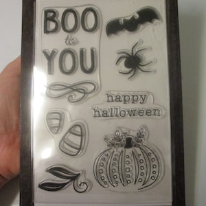 Pebbles Midnight Haunting Boo To You Halloween Cling Stamp Set-Halloween Stamps-Halloween Cling Stamps-Happy Halloween Stamps