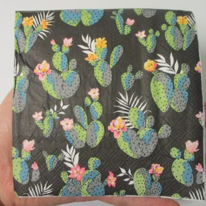 2-Floral Cactus Cocktail Decoupage Napkins-Cactus Decoupage Napkins-Southwestern Decoupage Napkins