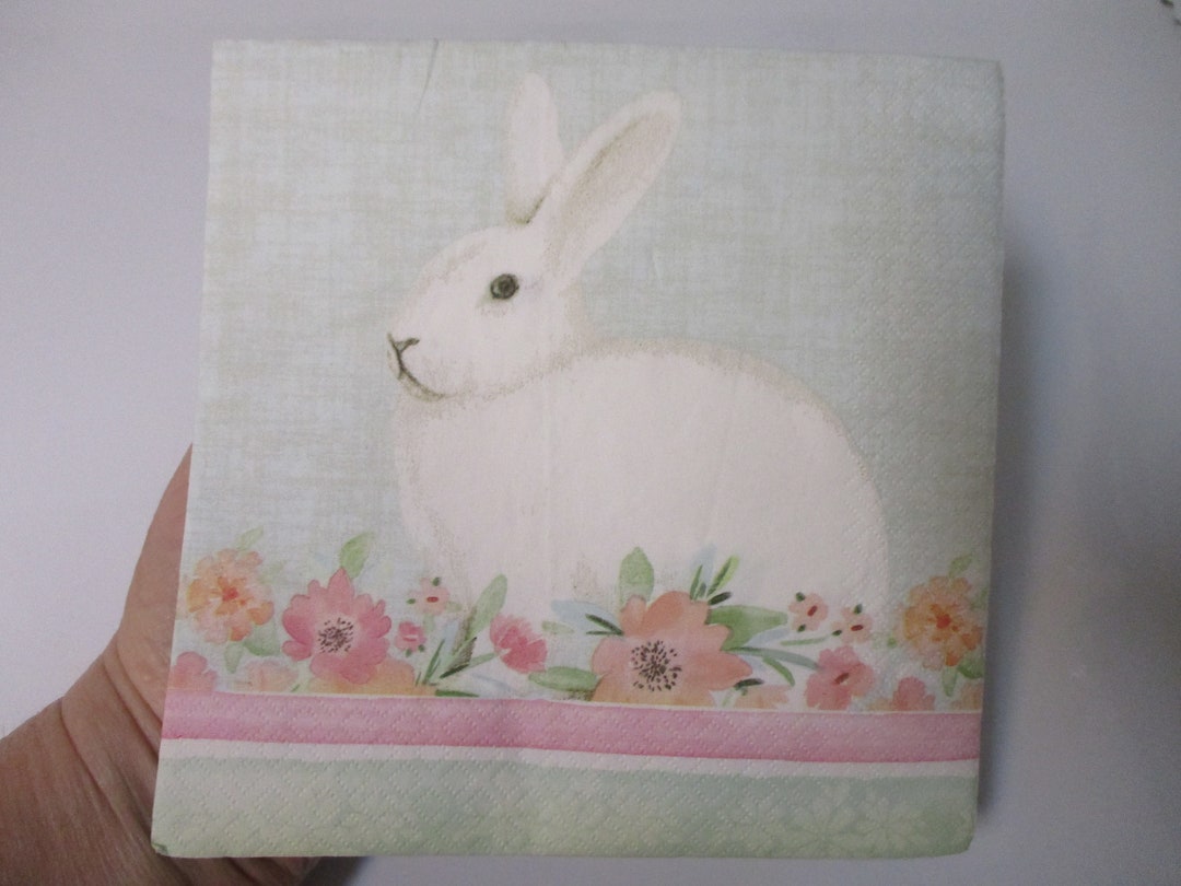 2white Bunny Luncheon Decoupage Napkinseaster Decoupage Napkins