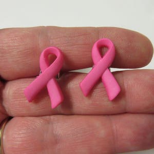 FREE SHIPPING! Breast Cancer Awareness Pink Ribbon Stud Earrings