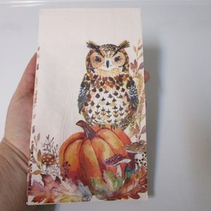 2-Owl On A Pumpkin Guest Towel Decoupage Napkins-Fall Decoupage Napkins-Autumn Decoupage Napkins