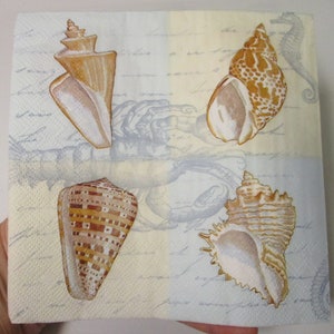 2-Sea Shell Luncheon Decoupage Napkins-Summer Decoupage Napkins-Tropical Decoupage Napkins