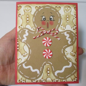 Handmade Gingerbread Man Christmas Card-Christmas Cards, Embossed Christmas Card-Handmade Christmas Card