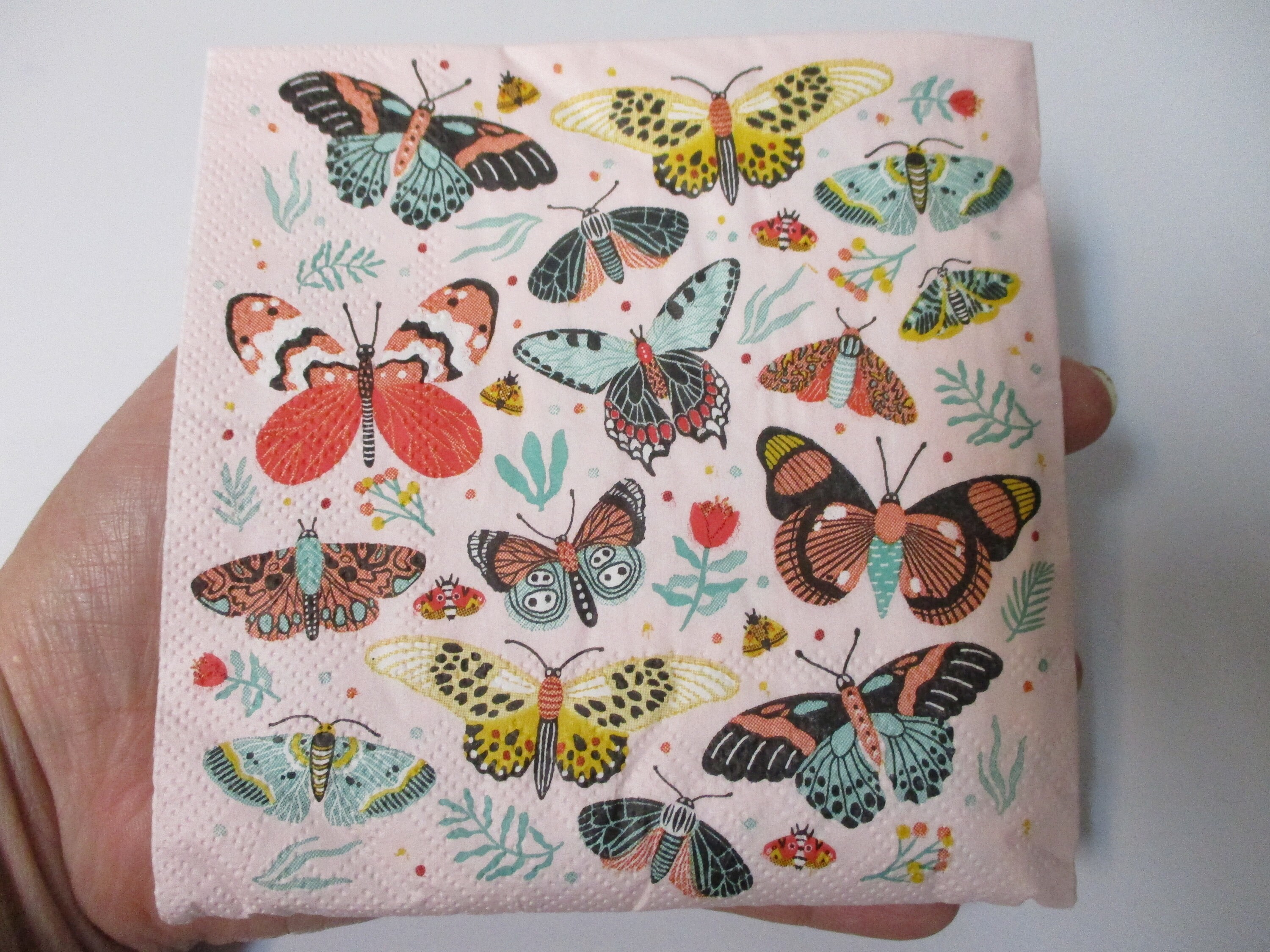 2Pink Botanical Butterfly Cocktail Decoupage NapkinsSummer Decoupage NapkinsSpring Decoupage Napkins