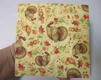 2-Dinde et feuilles Déjeuner Découpage Serviettes-Serviettes-Découpage de Thanksgiving Serviettes-Serviettes de découpage d’automne-Serviettes de découpage de dinde