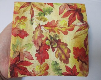 2-Fall Foliage Cocktail Decoupage Napkins-Thanksgiving Decoupage Napkins-Leaf Decoupage Napkins-Autumn Decoupage Napkins