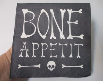 2-Bone Appetit Halloween Luncheon Decoupage Napkins-Halloween Decoupage Napkins-Fall Decoupage Napkins-Skull Decoupage Napkins