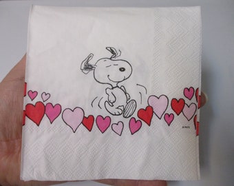 2-Peanuts Valentine's Day Cocktail Decoupage Napkins-Snoopy Valentine Decoupage Napkins-Valentine's Day Decoupage Napkins