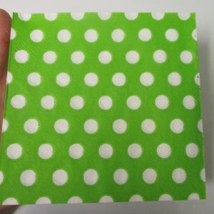 2-Green With White Polka Dot Cocktail Decoupage Napkins-Christmas Decoupage Napkins