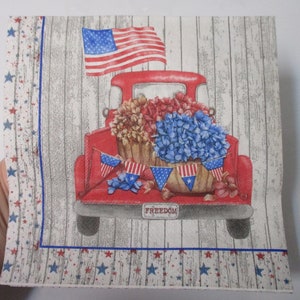 2-July 4th Luncheon Decoupage Napkins-July 4th Red Truck Decoupage Napkins-4th Of July Decoupage Napkins--Patriotic Napkins-Flag Napkins