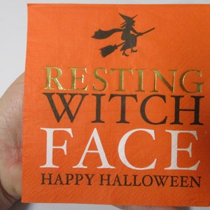 2-Resting Witch Face Cocktail Decoupage Napkins-Halloween Decoupage Napkins-Fall Decoupage Napkins-Witch Decoupage Napkins