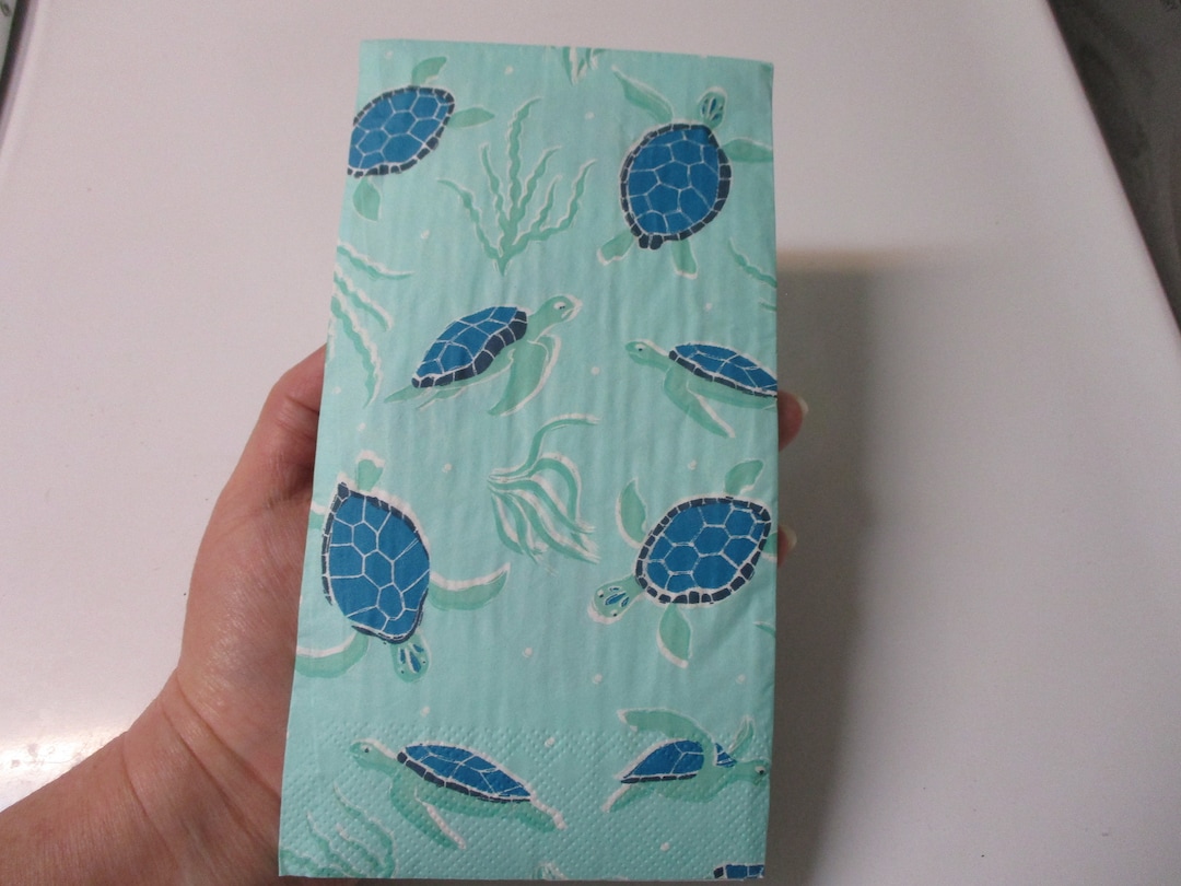 Turtle Napkin Tutorial 2-turtles Guest Towel Decoupage Napkins-beach Decoupage Napkins-summer ...