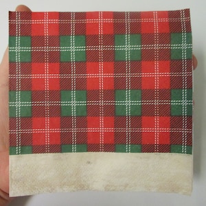 2-Christmas Plaid Cocktail Decoupage Napkins-Christmas Decoupage Napkins