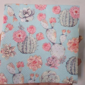 2-Blooming Cactus Cocktail Decoupage Napkins-Floral Cactus Decoupage Napkins-Summer Decoupage Napkins-Southwestern Decoupage Napkins