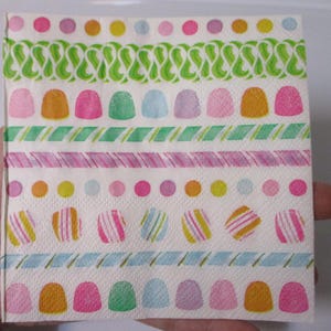 2-Old Fashioned Christmas Candy Cocktail Decoupage Napkins-Gumdrop Napkins-Ribbon Candy napkins-Christmas Collage Napkins
