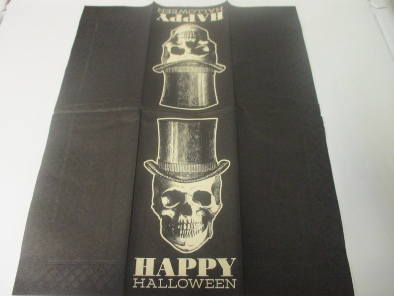 2-Happy Halloween Dapper Skeleton Guest Towel Halloween Decoupage Napkins-Halloween Decoupage Napkins-Skull Decoupage Napkins image 2