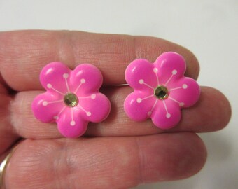 FREE SHIPPING! Cherry Blossom Hot Pink Stud Earrings-Summer Earrings-Spring Earrings-Flower Earrings