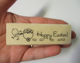 Chick and Egg Happy Easter Border Rubber Stamp-Easter Stamps
