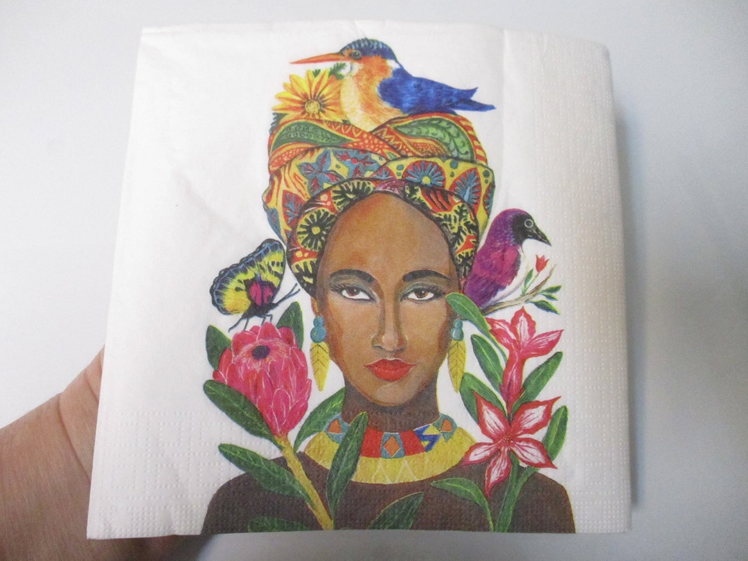 2exotic Woman Luncheon Decoupage Napkinsindia Decoupage Etsy
